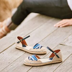 Anthropology Jasper & Jeera Village Espadrilles Adjustable Ankle Strap Flats 6